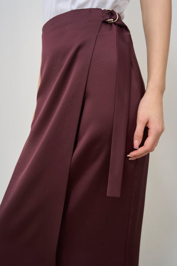 Women's midi skirt in burgundy with satin slit - 7