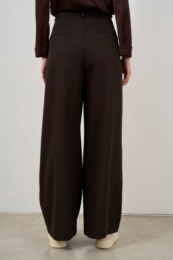 Pantalone donna marrone a palazzo - 4