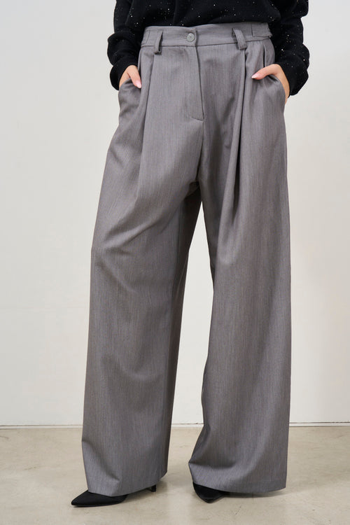 Pantalone donna grigio a palazzo - 2