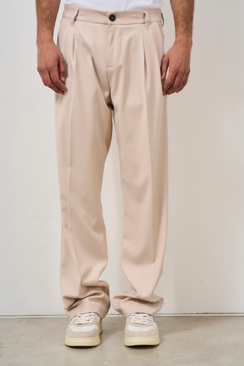 Men's beige baggy trousers