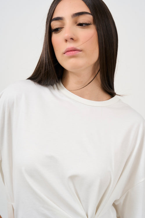 White women's T-shirt with side opening detail - 2