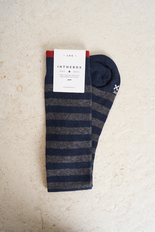 Men's blue and grey striped socks