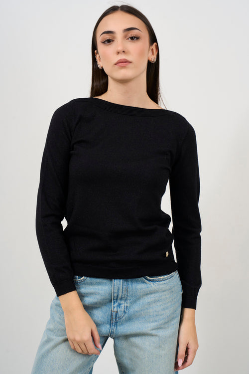 Women's boat neck sweater in lurex