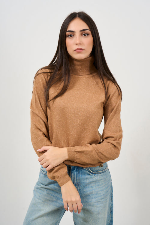 Women's lurex turtleneck