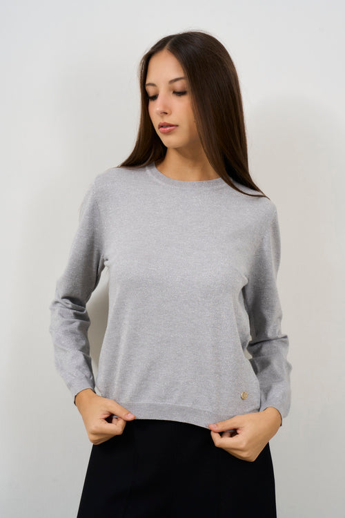 Lurex crew neck sweater