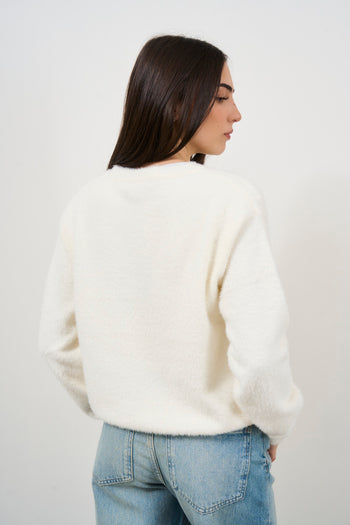 Women's fur effect crew neck sweater - 5