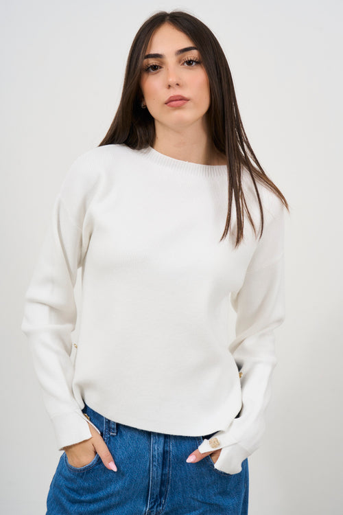 Maglia donna panna girocollo