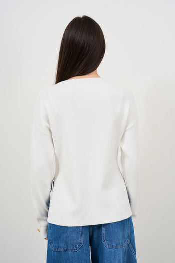 Women's cream crew neck sweater - 6