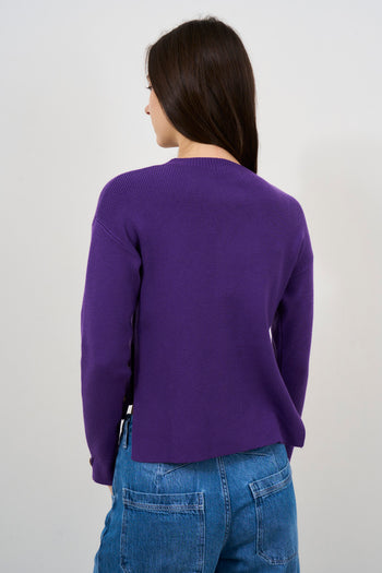 Maglia donna viola girocollo - 5