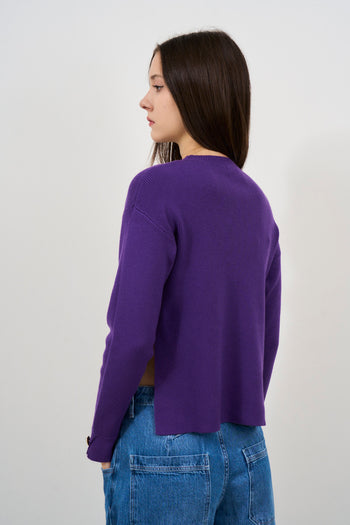 Maglia donna viola girocollo - 6