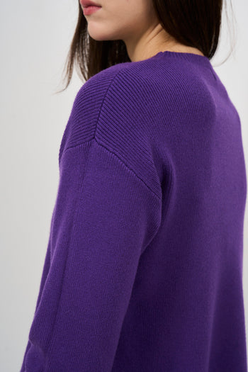 Maglia donna viola girocollo - 7