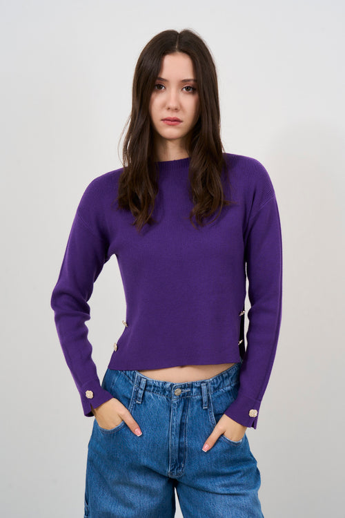 Maglia donna viola girocollo