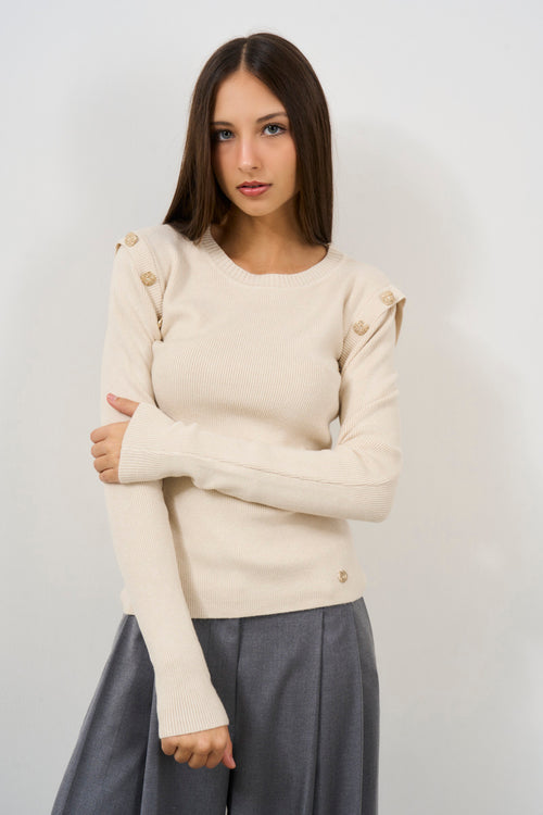 Women's sweater with jewel buttons