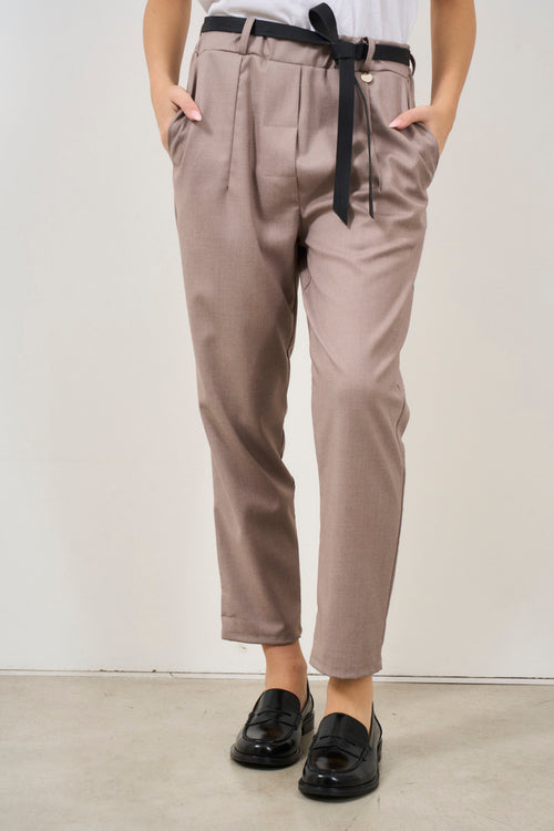 Beige regular fit women's trousers