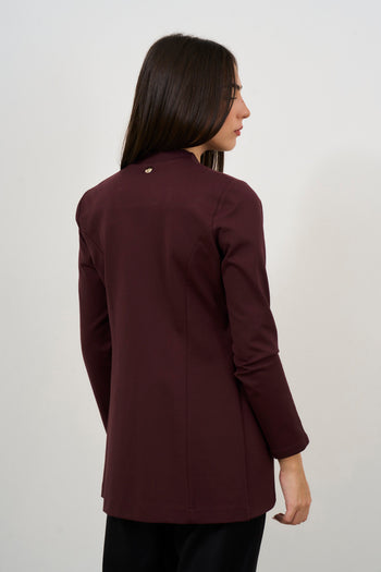 Giacca donna monopetto bordeaux con spilla removibile - 5