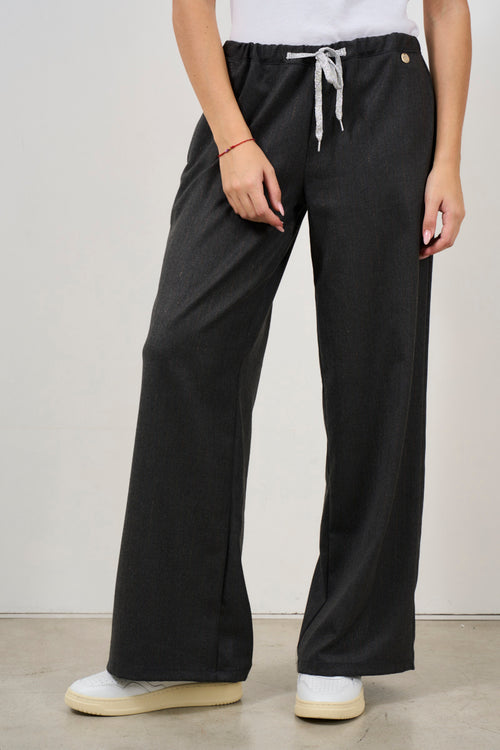 Women's pinstriped palazzo trousers