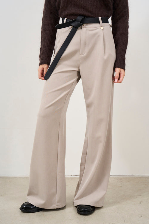 Beige women's palazzo trousers - 2