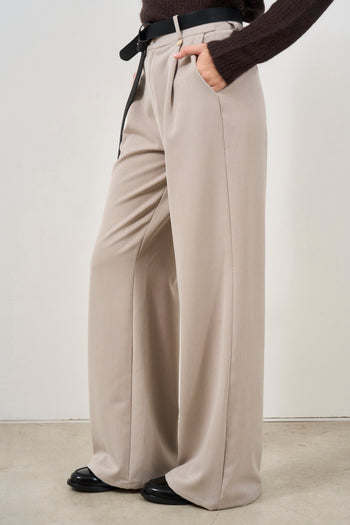 Beige women's palazzo trousers - 3