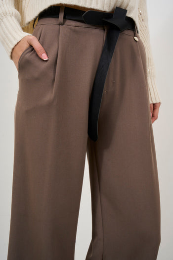 Pantalone donna tortora a palazzo - 6