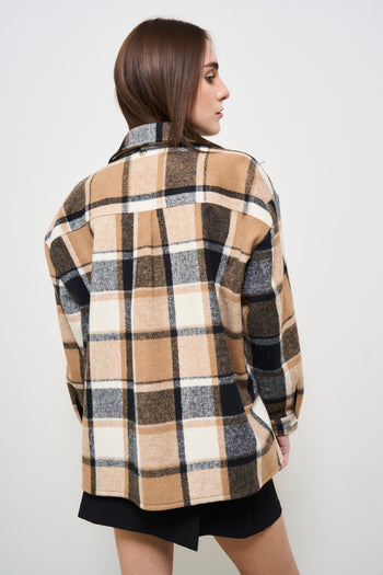 Beige tartan women's shirt - 6