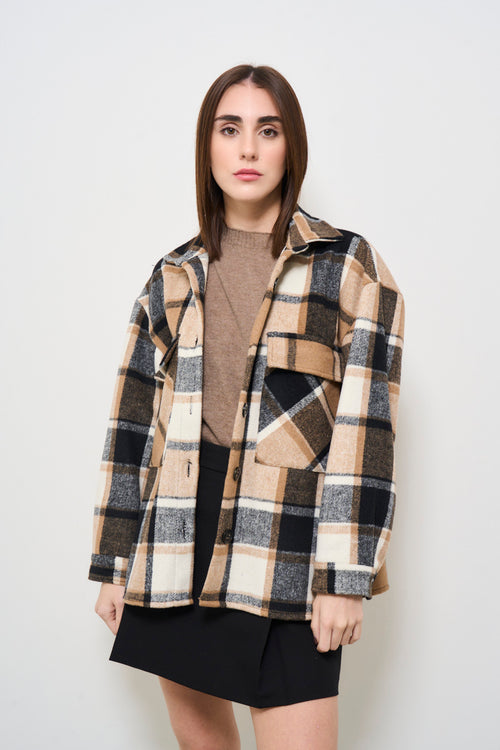 Beige tartan women's shirt