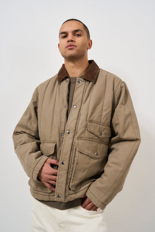 Beige men's bomber jacket - 2