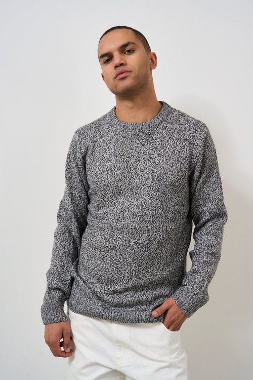 Men's crew neck sweater in grey melange - 2