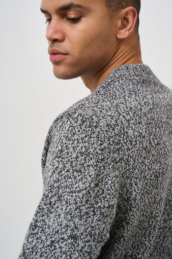 Men's crew neck sweater in grey melange - 6