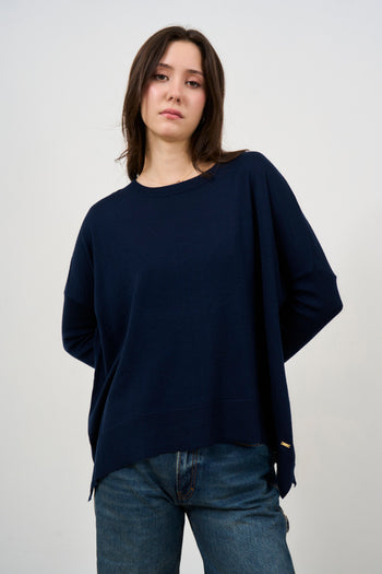 Maglia donna blu girocollo - 3