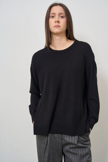 Maglia donna nera girocollo - 3