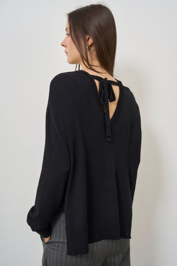 Maglia donna nera girocollo - 5