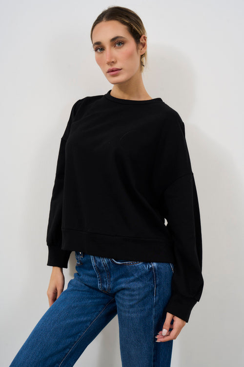 Black women's sweatshirt with cut out detail - 2