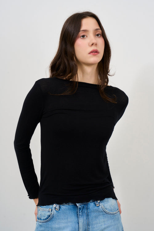 Maglia donna nera slim fit - 1