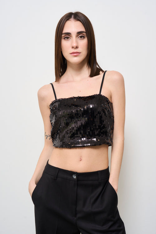 Top donna nero con paillettes