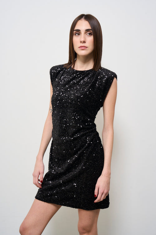 Abito donna mini con paillettes nero - 2