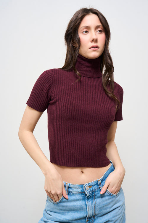 Dolcevita donna cropped bordeaux - 2