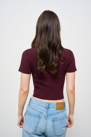 Dolcevita donna cropped bordeaux - 3