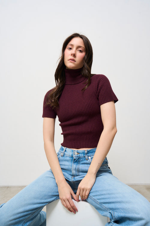 Dolcevita donna cropped bordeaux