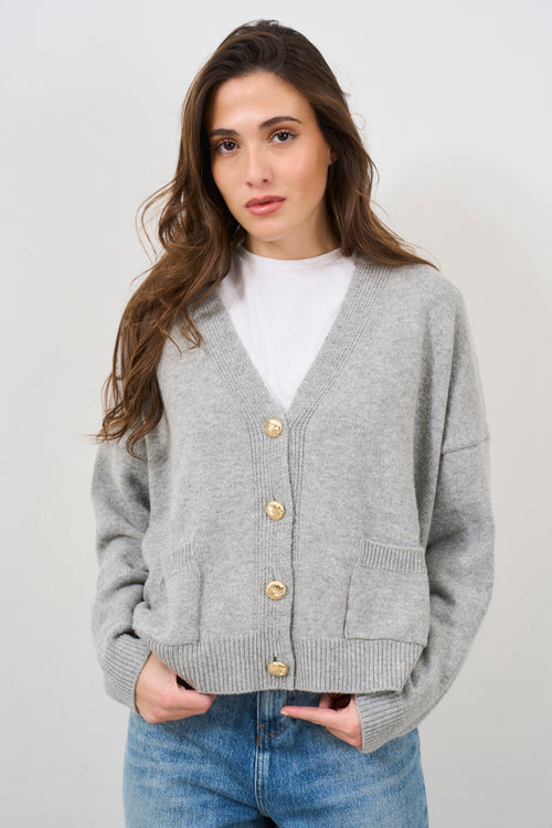 Cardigan donna grigio chiaro - 1