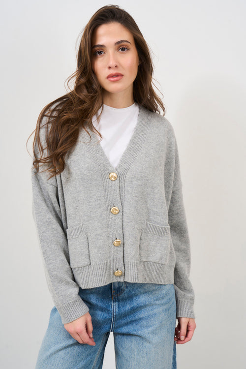 Cardigan donna grigio chiaro - 2