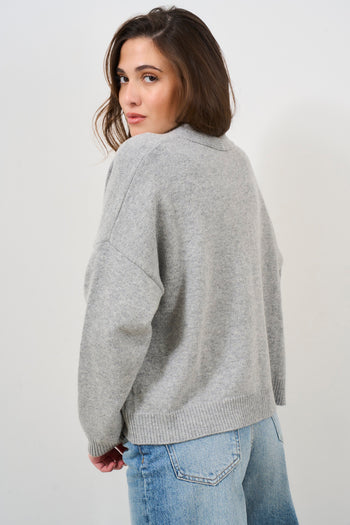 Cardigan donna grigio chiaro - 6