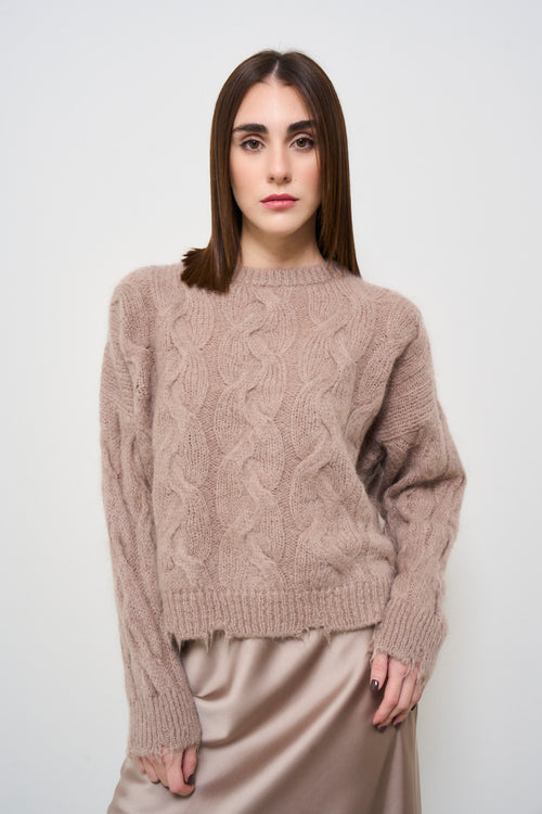 Dove grey women's cable knit sweater