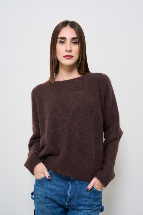 Women's brown crew neck sweater