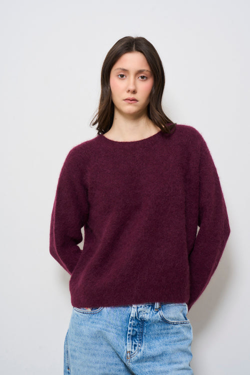 Maglia donna girocollo bordeaux