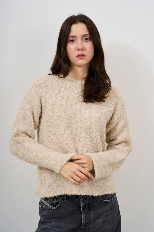 Women's cream crew neck sweater