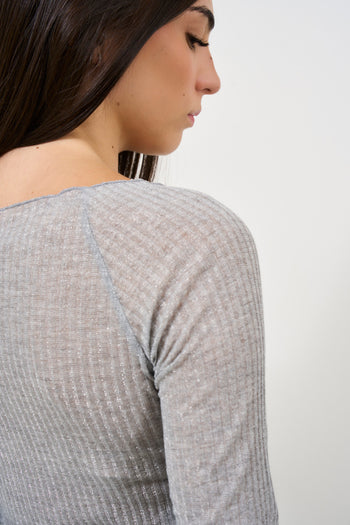 Maglia donna a costine effetto trasparente - 5