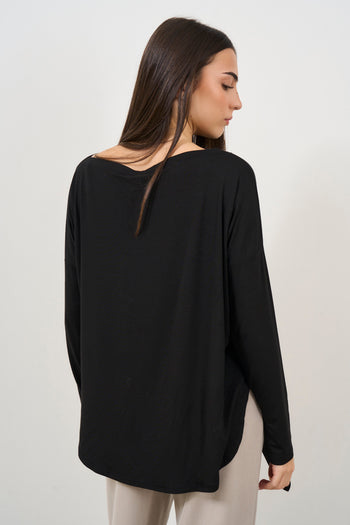 Women's Black Knit T-Shirt - 4