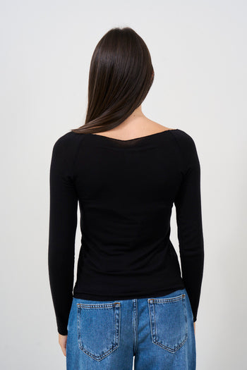 Women's black long sleeve t-shirt - 3