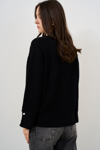 Maglia in lana e cashmere nera - 6