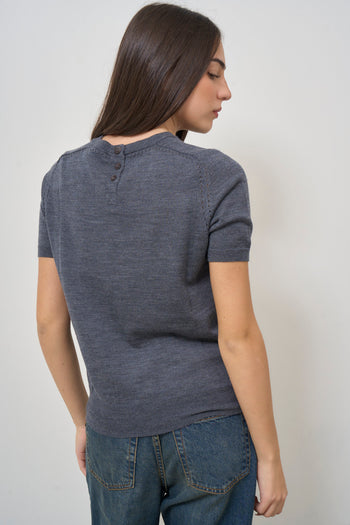 Women's grey T-shirt with perforated detail - 5